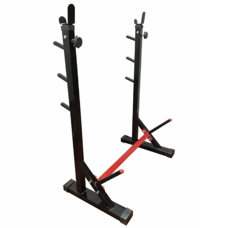 SX Fitness Multi-Functional Adjustable Squat Stand with 5 Height Levels, Barbell & Bicep Stand for Home Gym, Heavy-Duty Rack for Bench Press, Squats, Shoulder Press, Dips, Overhead Lifts Strength Training