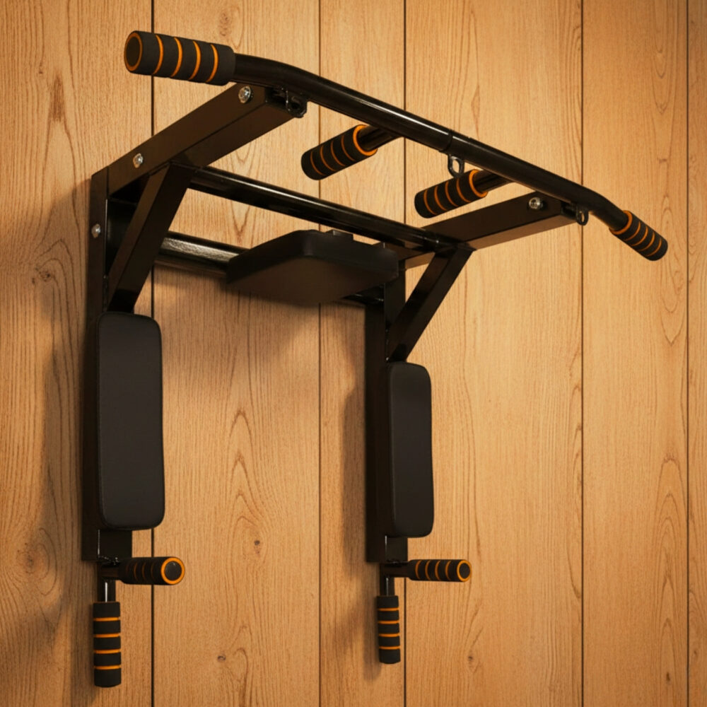 SX Fitness Heavy Duty Wall Mount Pull Up Bar 3 in 1 Chin Up Bar & Dip Station for Home Gym, Multifunctional Strength Training Equipment for Pull-Ups, Chin-Ups, Push-Ups, Core & Upper Body Workout
